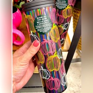 Starbucks Glow in the Dark Pumpkin Tumbler Iridescent Hot Cold Cup Halloween NWT